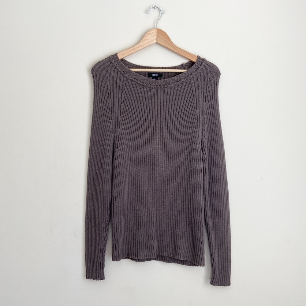 Alfani Women's Ribbed Taupe Brown Sweater